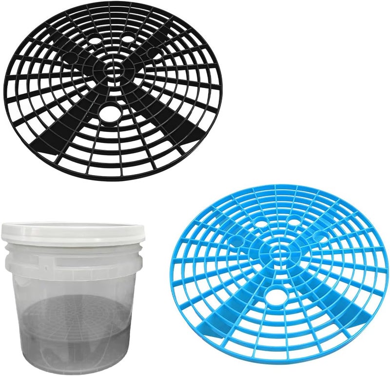 Yourkar 2 PCS Car Wash Bucket Inserts, Plastic Vehicle Wash Bucket Insert Detail Grit Trap, Auto Wash Dirt Collectors Fits 12 Inch Diameter Bucket, Universal Car Accessories (Black+Blue, 2PCS) - Image 1